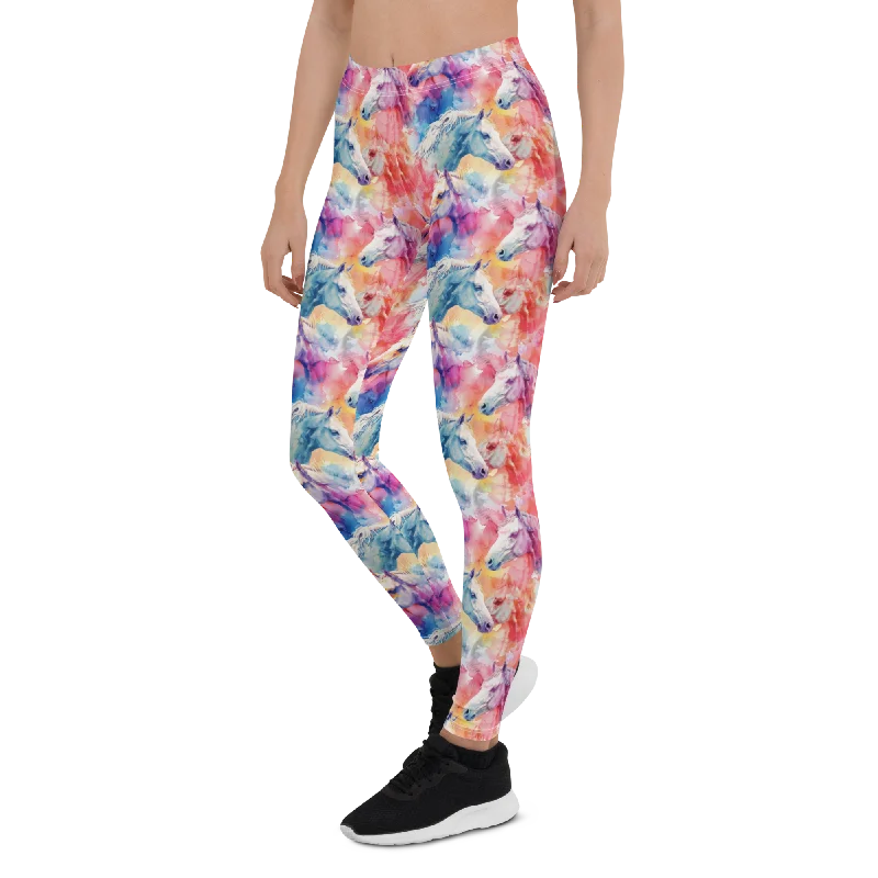 Yoga Pants for Pilates -Watercolor Horse Leggings