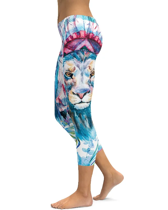 Plus Size Yoga Pants -Watercolor King of Summer Capris