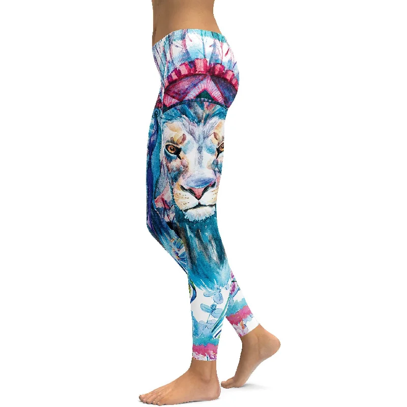 Breathable Yoga Pants for Comfort -Watercolor King of Summer Leggings