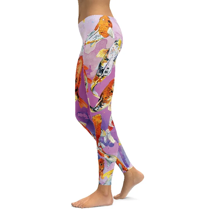 Stylish and Functional Yoga Pants -Watercolor Koi Fish Leggings