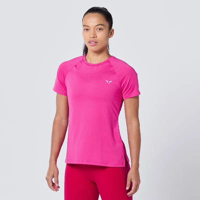 Yoga Tops with Breathable Mesh Details -Weightless Tee - Beetroot Purple