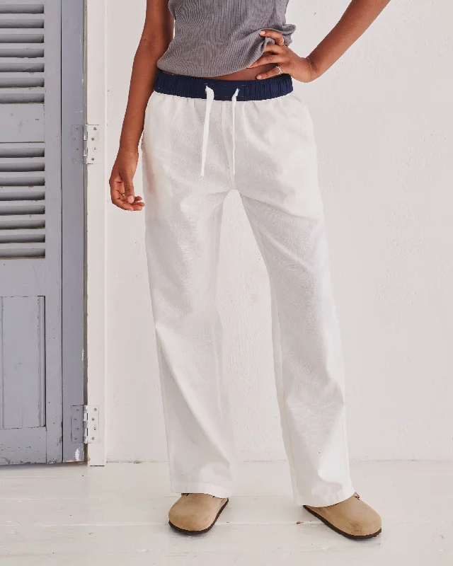 Black Yoga Pants -White & Navy Flipin' Linen Trouser