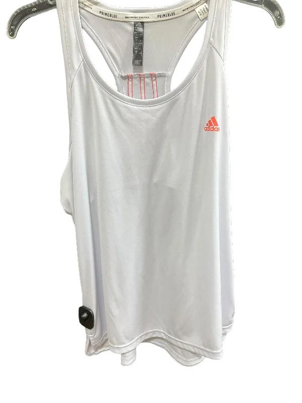 Yoga Tops for Studio and Gym Workouts -White Athletic Tank Top Adidas, Size L