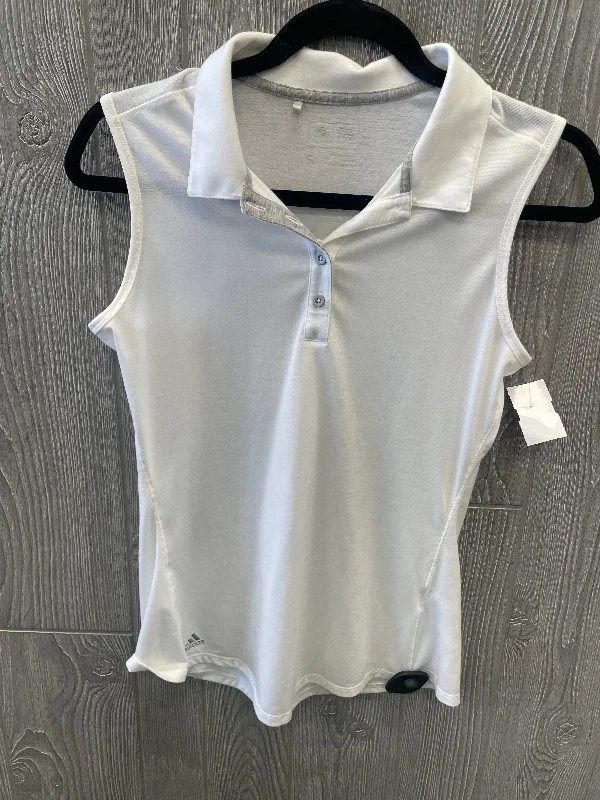 Comfortable Yoga Tops for Every Pose -White Athletic Tank Top Adidas, Size S