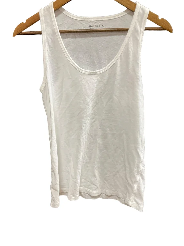 High-Waisted Yoga Tops for Better Fit -White Athletic Tank Top Athleta, Size S