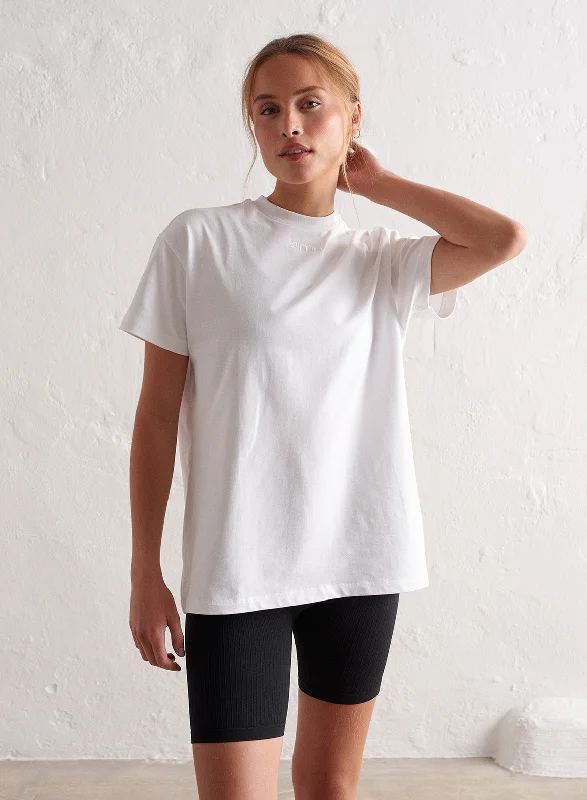 Soft Yoga Tops for All-Season Wear -White Boyfriend T-shirt