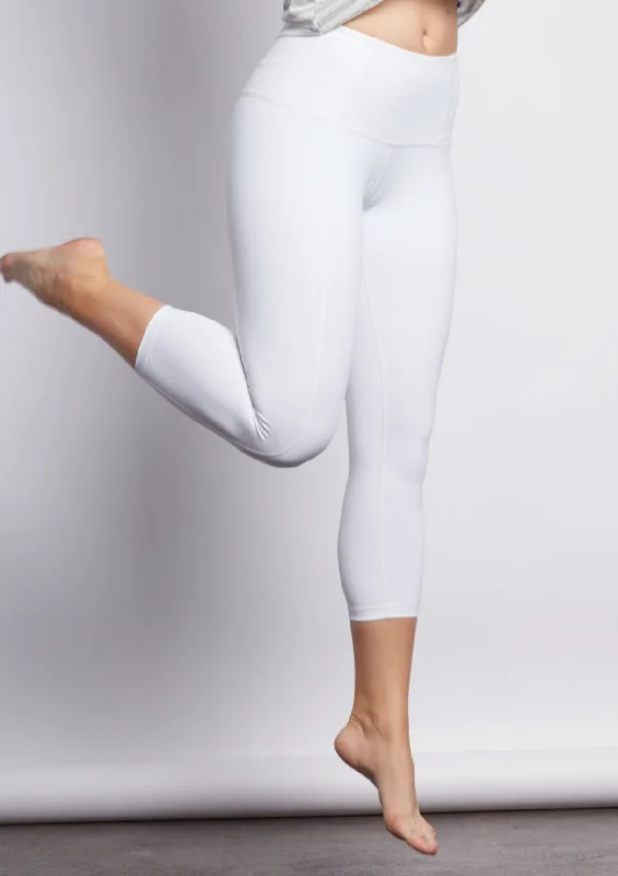 Yoga Pants for Flexibility and Strength -White Contour Crop Legging