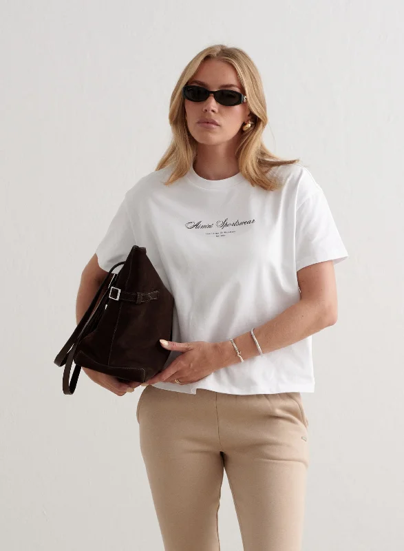 Yoga Tops for Low-Impact Yoga Sessions -White Heritage Boxy T-shirt