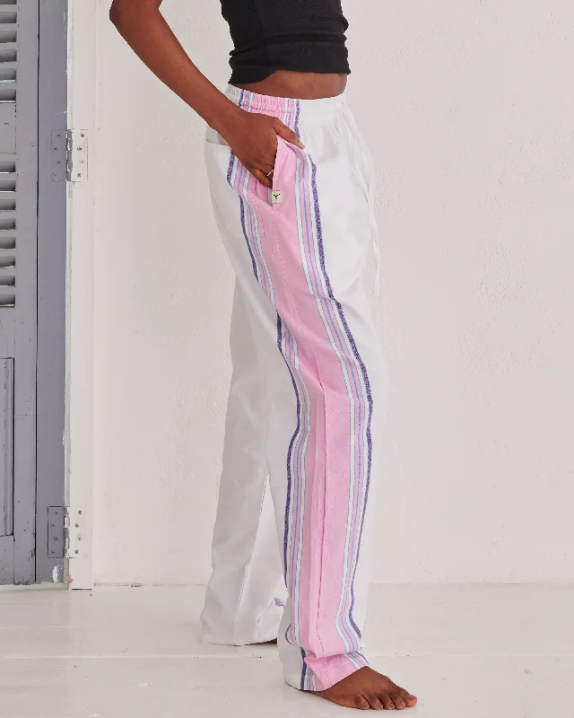 Women's Yoga Pants for Intense Workouts -White & Pink Classic Lounge Pants