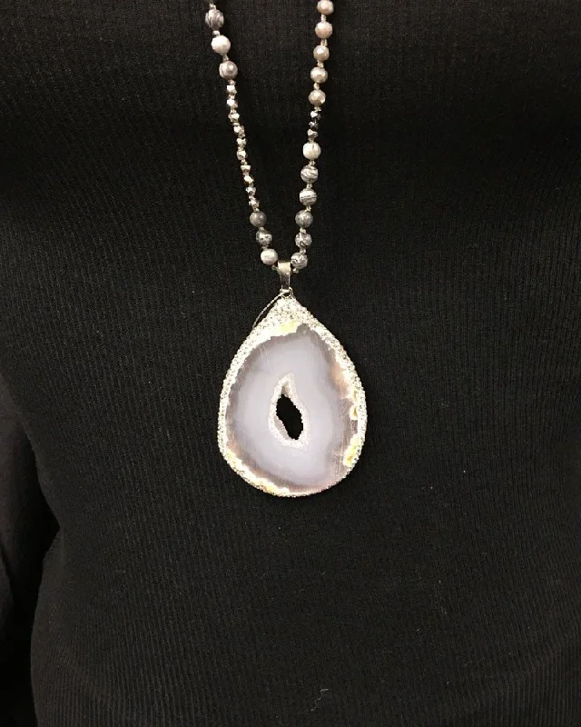Yoga Shorts for Daily Flexibility -White Quartz Druzy Necklace with natural stone beads Yoga Shorts for Daily Flexibility -White Quartz Druzy Necklace with natural stone beads