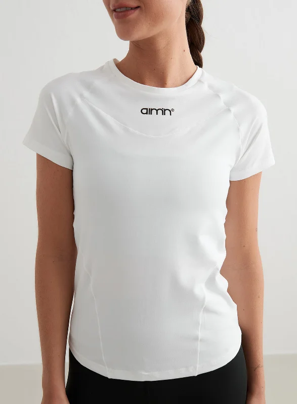 Yoga Tops for Full Range of Motion -White Soft Basic Short Sleeve
