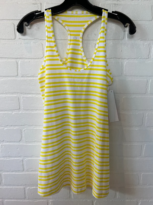 Yoga Tops for Yoga and Relaxation -White & Yellow Athletic Tank Top Lululemon, Size L