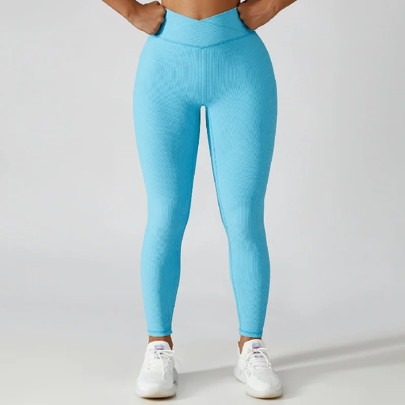 Black High-Waisted Yoga Pants -Wholesale Solid Fitness Workout Leggings