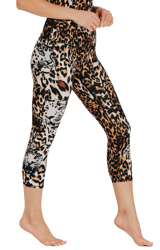 Plus Size Yoga Pants -Wildcat Printed Yoga Crops