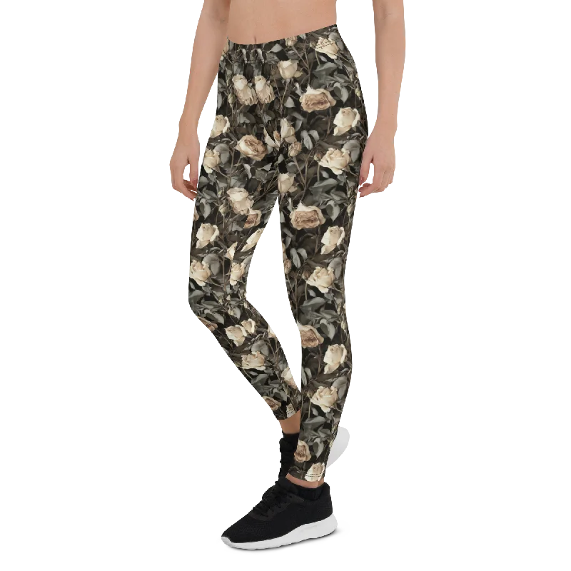Yoga Pants for Workout and Fitness -Wilted Rose Leggings