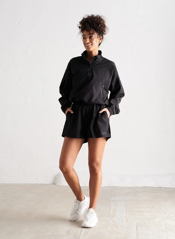 Yoga Shorts for Daily Flexibility Training -Black Windbreaker Shorts