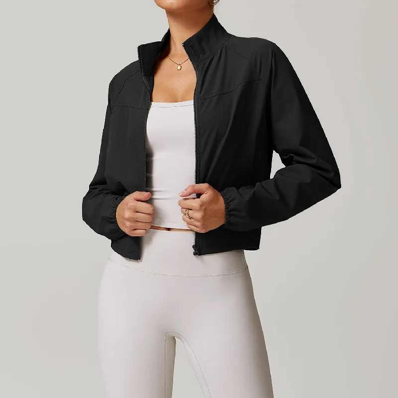 Yoga Tops with Built-In Support Bra -Windproof outdoor running fitness long sleeve yoga jacket 8945