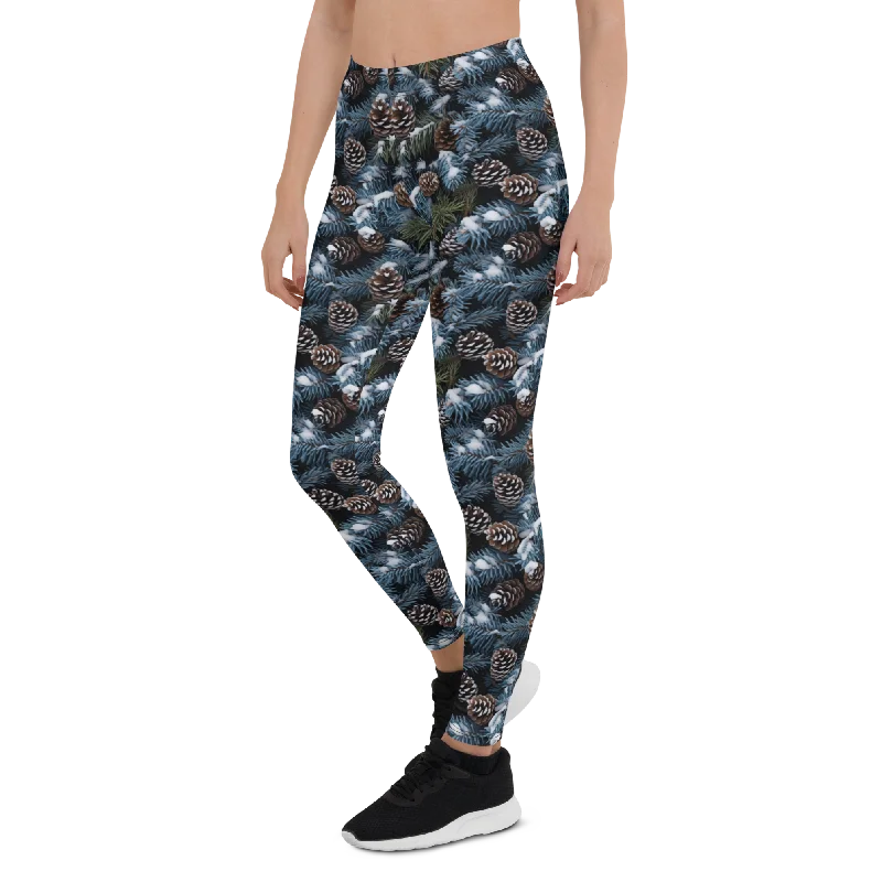 Stretchable Yoga Pants for All Practices -Winter Pine Cone Leggings