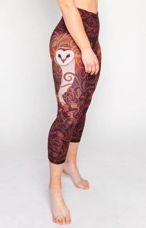 Wide Waistband Yoga Pants -Wisdom Seeker Printed Yoga Crops