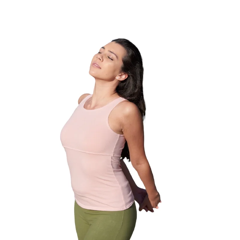 Yoga Tops with Built-In Support -Wisdom Sleeveless Yoga Top - Light Pink