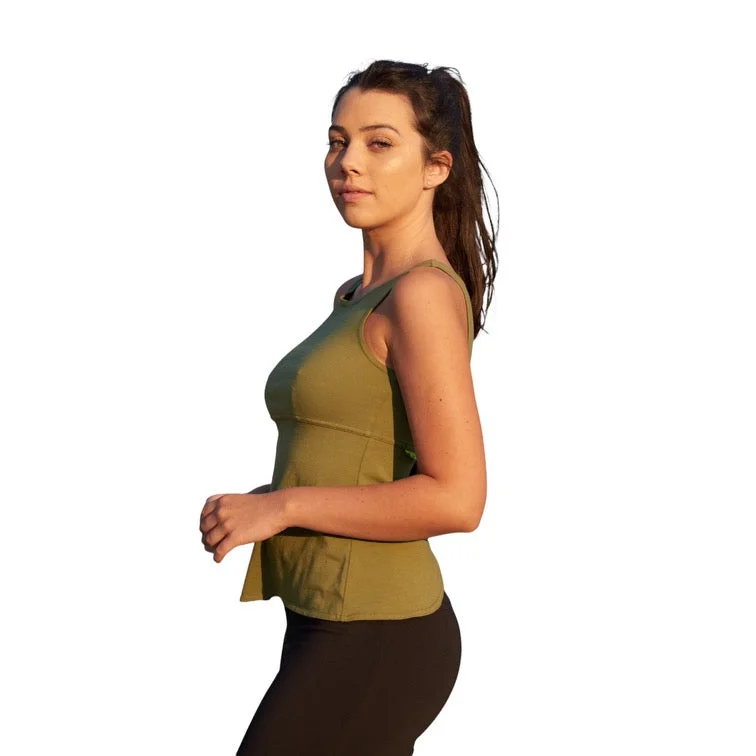 Yoga Tops for Hot Yoga Classes -Wisdom Sleeveless Yoga Top - Olive