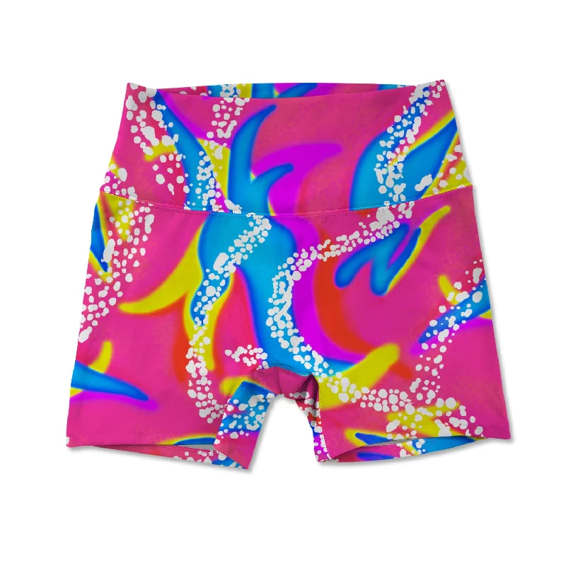 Women's Yoga Shorts for Deep Stretching -Women's Active Shorts - 90's Neon