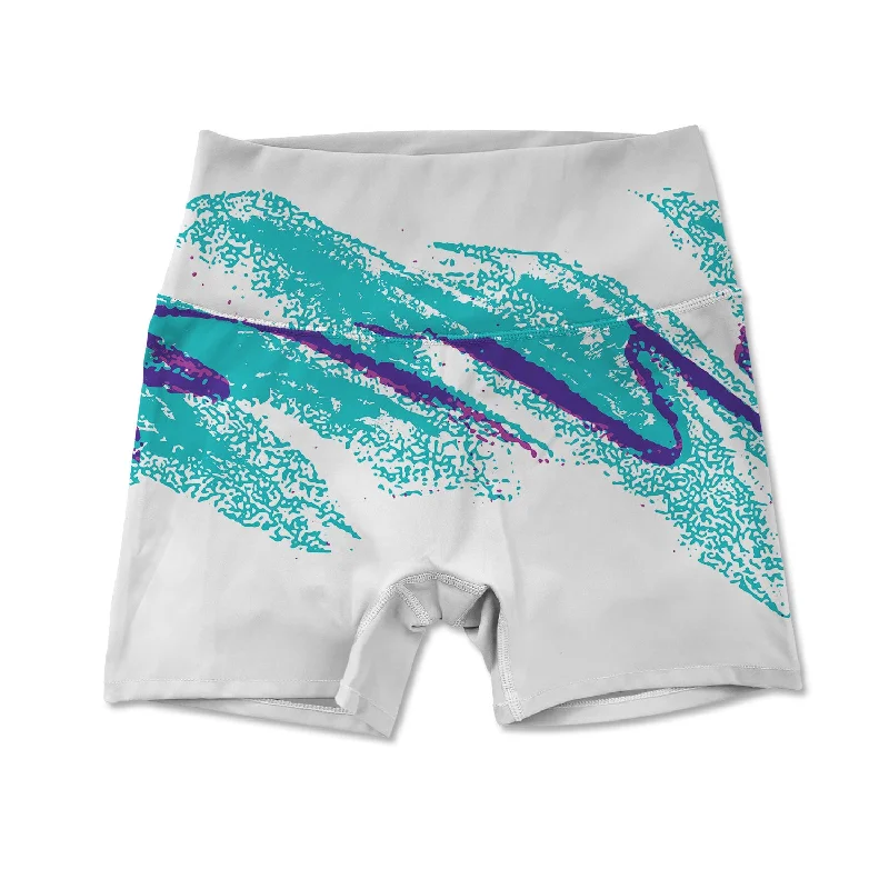 Yoga Shorts for Flexibility and Performance Training -Women's Active Shorts - 90's Swoosh Yoga Shorts for Flexibility and Performance Training -Women's Active Shorts - 90's Swoosh