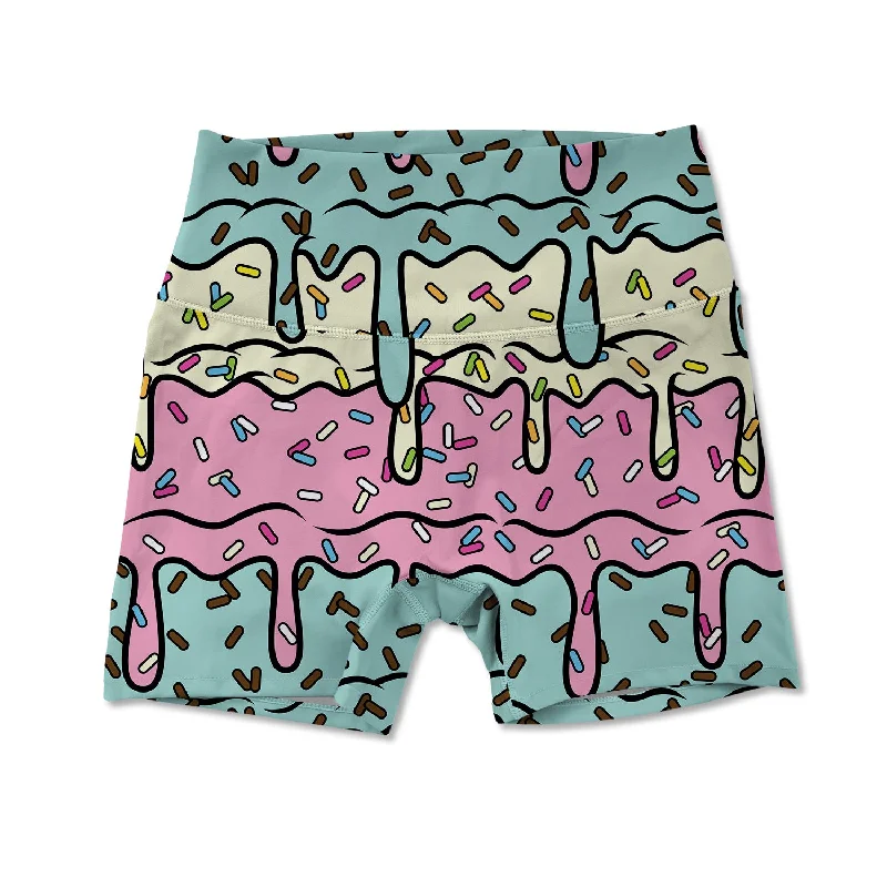 Yoga Shorts for Endurance and Flexibility -Women's Active Shorts - Ice Cream Drip