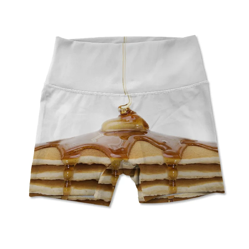 Soft Yoga Shorts for Yoga Poses and Practice -Women's Active Shorts - Pancake Stack