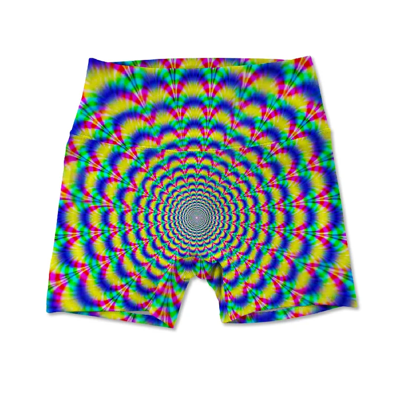 Yoga Shorts for Flexible Poses -Women's Active Shorts - Psychedelic Spiral