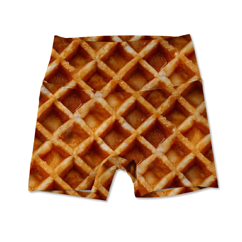 Yoga Shorts for Comfort and Yoga Poses -Women's Active Shorts - Waffle