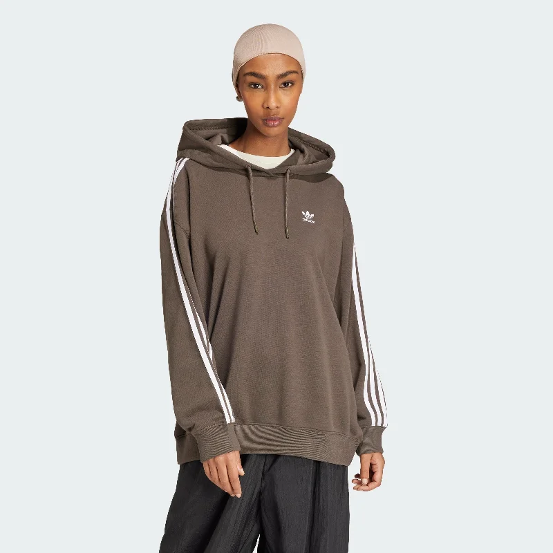 Yoga Tops with Full Coverage -Women's adidas Adicolor 3-Stripes Oversized Hoodie