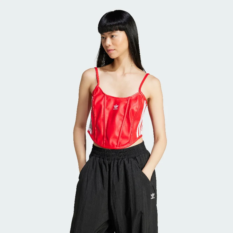 Comfortable Yoga Tops for Fitness -Women's adidas Adicolor Firebird Pleather Corset