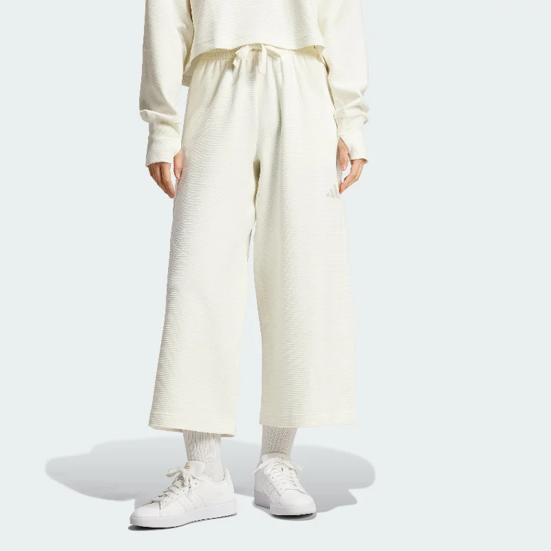 Soft Fit Yoga Shorts -Women's adidas ALL SZN Rib 7/8-Length Wide Leg Pants
