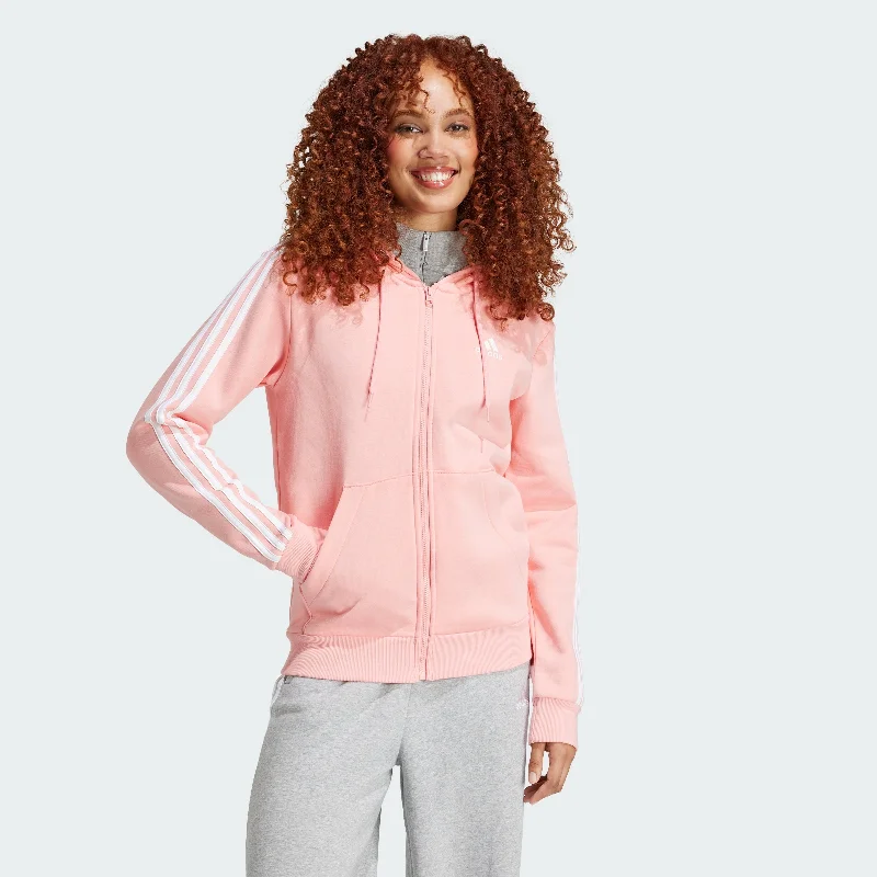 Comfortable Yoga Tops for Summer -Women's adidas Essentials 3-Stripes Full-Zip Fleece Hoodie