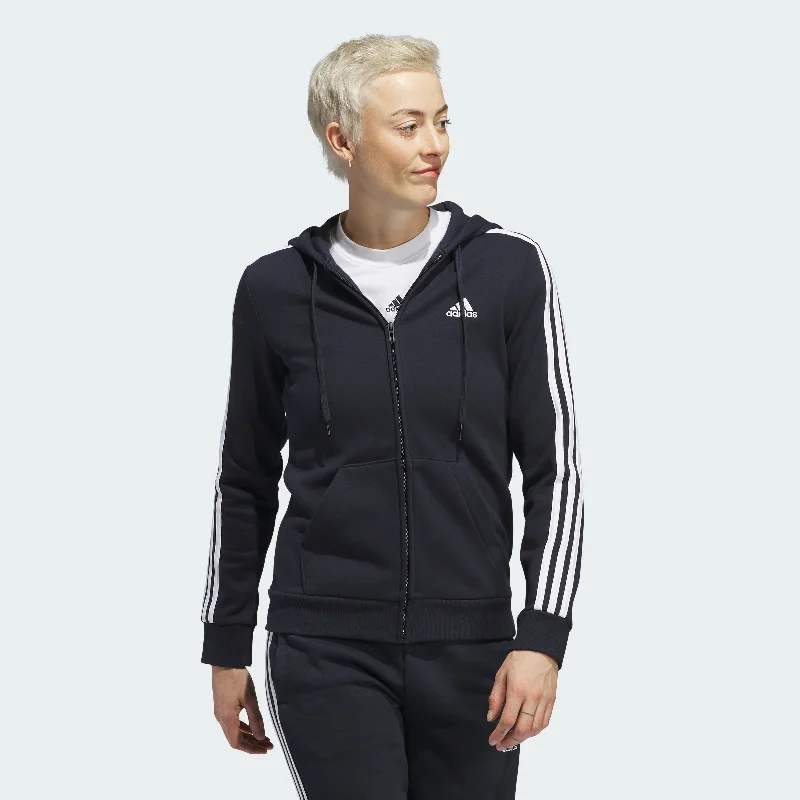 Yoga Tops with Mesh Fabric for Breathability -Women's adidas Essentials Fleece 3-Stripes Full-Zip Hoodie Yoga Tops with Mesh Fabric for Breathability -Women's adidas Essentials Fleece 3-Stripes Full-Zip Hoodie
