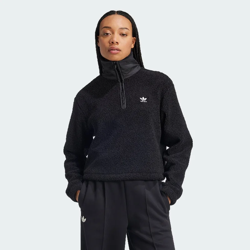 Yoga Shorts for Intense Yoga Sessions -Women's adidas Teddy Fleece 1/2 Zip Jacket