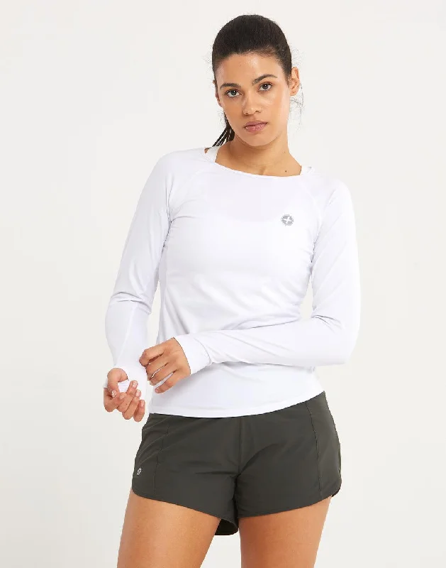 Yoga Tops for Full Support -Womens Advantage Long Sleeve in White