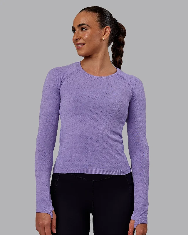 Yoga Tops for Flexibility and Strength -AeroFLX+ Seamless Long Sleeve Tee - Dahlia Purple Marl Yoga Tops for Flexibility and Strength -AeroFLX+ Seamless Long Sleeve Tee - Dahlia Purple Marl