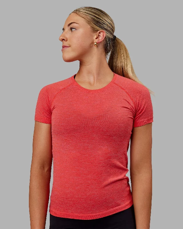 Yoga Tops for Gym and Yoga Practice -AeroFLX+ Seamless Tee - Fuschia Pink/Grenadine