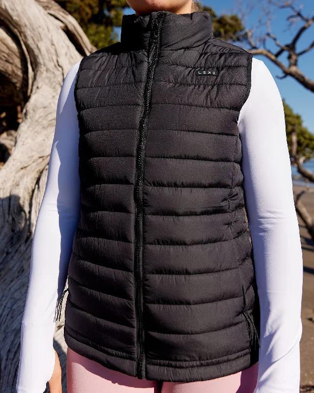 Yoga Tops for Comfort During Intense Workouts -All Day Puffer Vest - Black