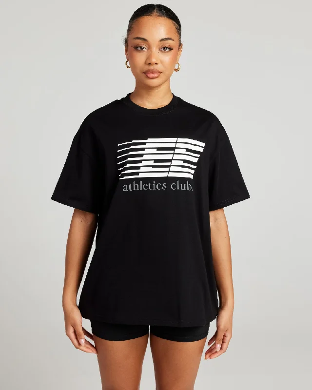 Fitted Yoga Tops with Breathable Design -Women's Athletics Club Tee - Black