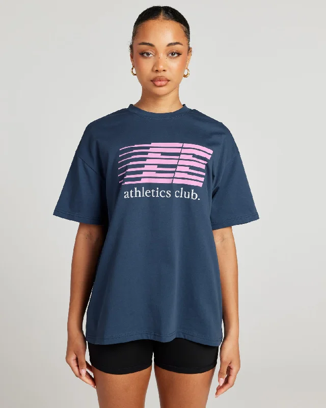 Stylish and Breathable Yoga Tops -Women's Athletics Club Tee - Blue Slate