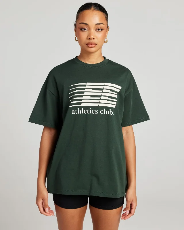 Yoga Tops for Relaxation and Stretching -Women's Athletics Club Tee - Dark Green