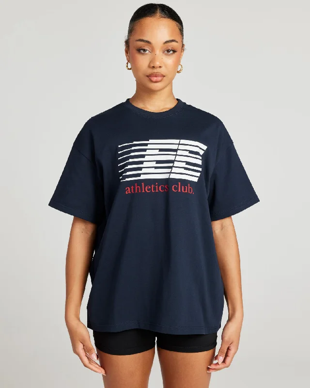 Yoga Tops for Extra Support and Comfort -Women's Athletics Club Tee - Navy
