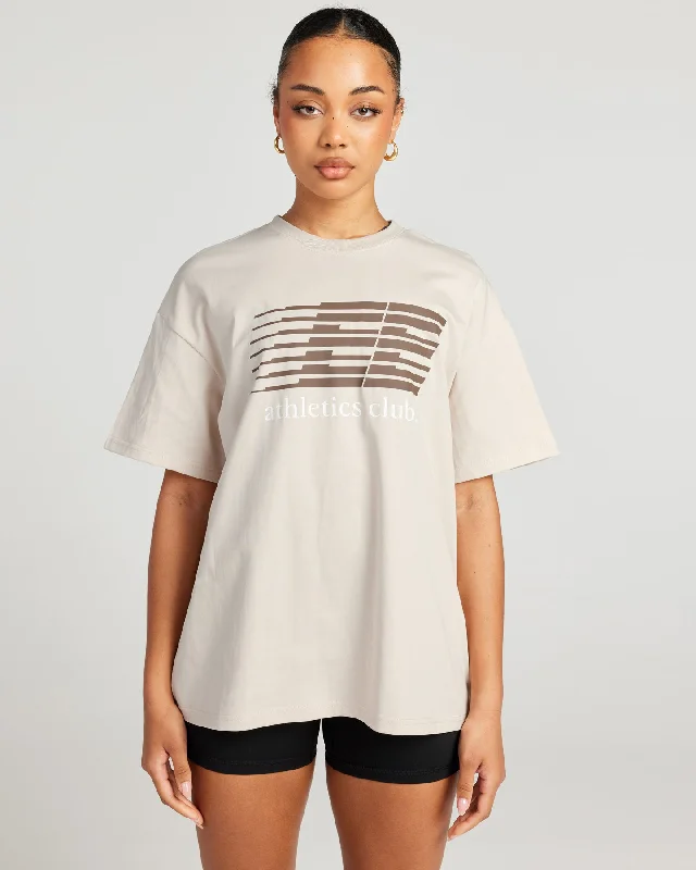Yoga Tops with Unique Designs for Style -Women's Athletics Club Tee - Taupe