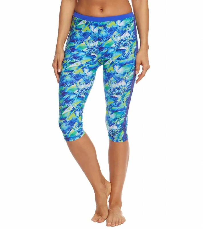 Yoga Shorts for High-Energy Workouts -Women's Capri Swim Leggings In Pacific Blue