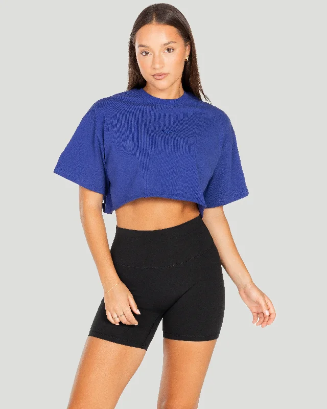 Yoga Tops with Breathable Mesh Details -Women's Classic Cropped Tee - Atlantic