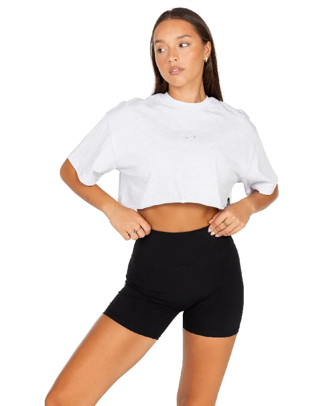Yoga Tops for Support and Comfort in Class -Women's Classic Cropped Tee - Polar Grey