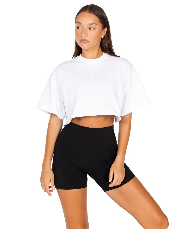 Yoga Tops for Mobility and Flexibility -Women's Classic Cropped Tee - White